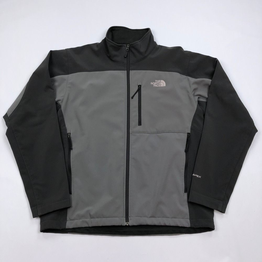 The North Face Apex Bionic Softshell Jacket Mens Large Grey Black Full Zip
